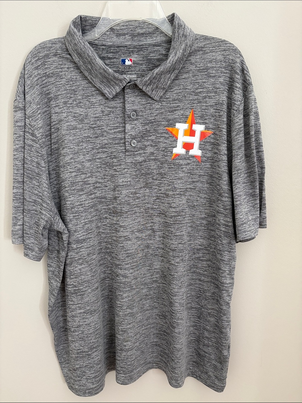 Genuine MLB Merchandise Gray Heather Houston Astros Polo with Orange Accent